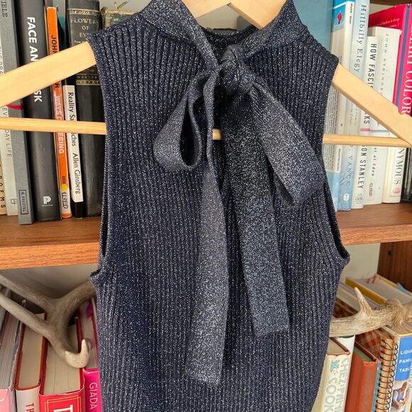 Anthropologie Sleeveless Navy Sparkly Top - Picture 3 of 4